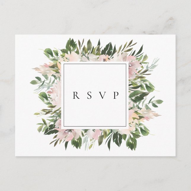 Dusty Mauve Botanical Wedding RSVP Song Request Invitation Postcard (Front)