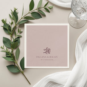 Dusty Mauve & Burgundy   Elegant Floral Wedding  Napkin