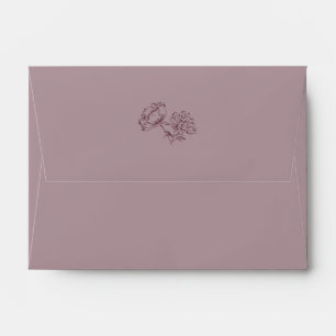 Dusty Mauve & Burgundy Simple Floral Wedding Envelope
