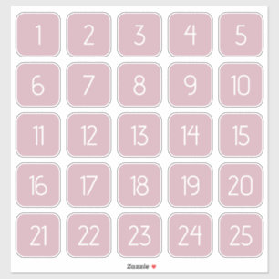 Dusty Mauve Customizable Square Number Stickers