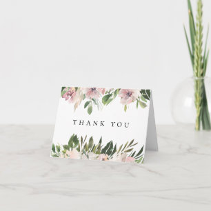 Dusty Mauve Floral Mariage Photo Carte de remercie