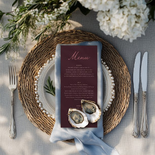 Dusty Mauve Floral Wedding Dinner Burgundy Menu