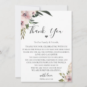 Dusty Mauve Floral Wedding Reception Thank You Card