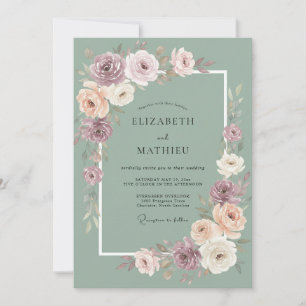 Dusty Mauve Floral Whimsy Wedding Invitation