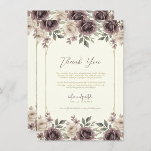 Dusty Mauve & Ivory Bloom Botanical Thank You Invitation