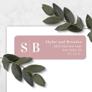 Dusty Mauve Mariage monogramme Adresse de retour