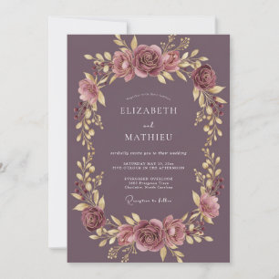 Dusty Mauve Ornate Autumn Wedding Invitation