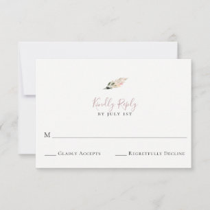 Dusty Mauve Pampas Grass Wedding RSVP Card