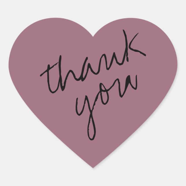 Dusty Mauve - Pink Heart Thank You Sticker (Front)