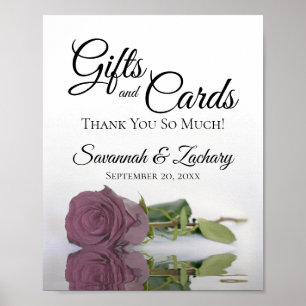 Dusty Mauve Pink Rose Gifts & Cards Wedding Sign