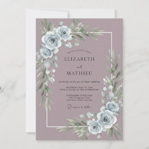 Dusty Mauve Refined Winter Wedding Invitation