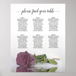 Dusty Mauve Rose 6 Tableau Mariage Siège Graphique