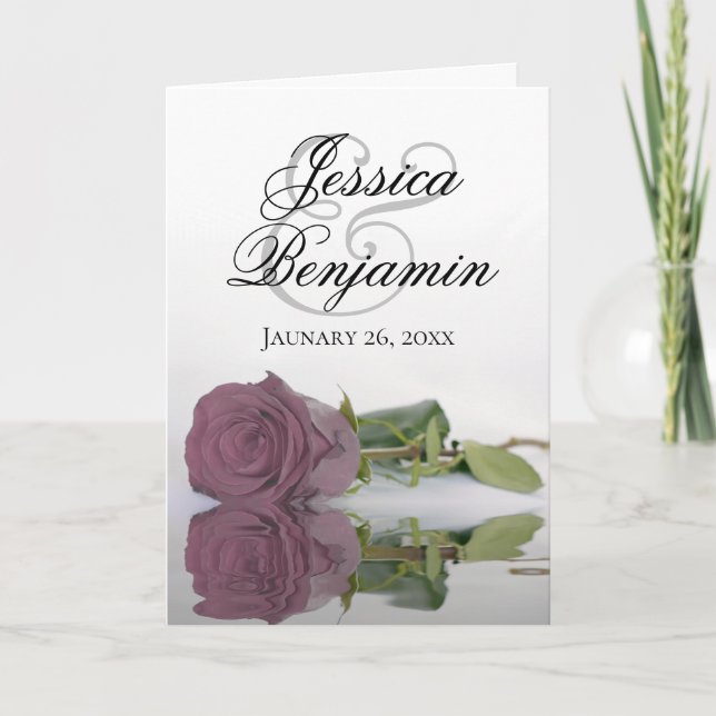 Dusty Mauve Rose Elegant Romantic Photo Wedding Invitation (Front)