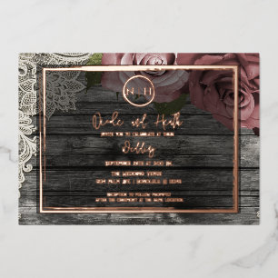 Dusty Mauve Roses Pink Wood Lace Rustic Wedding  