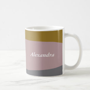 Dusty Mauve Striped Art Personalized Name Coffee Mug