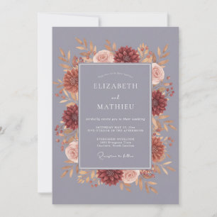 Dusty Mauve Terracotta Wreath Wedding Invitation