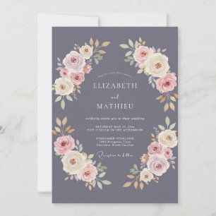 Dusty Mauve Watercolor Wedding Invitation