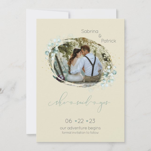 Dusty Mellow Yellow She Said Yes Photo  Save The Date (Front)