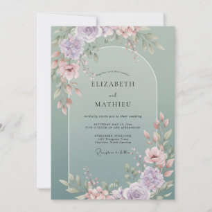 Dusty Mint Wildflower Wedding Invitation