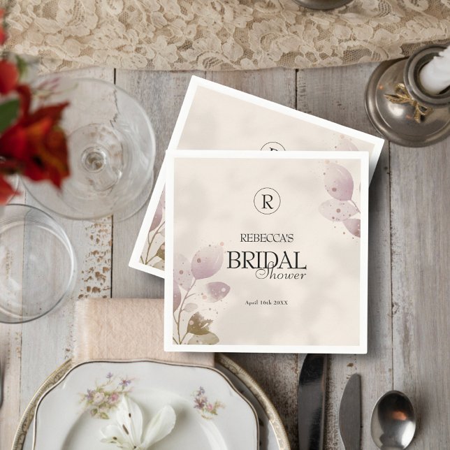 Dusty Muted Blush Pink Floral Bridal Shower Napkin (Creator Uploaded)
