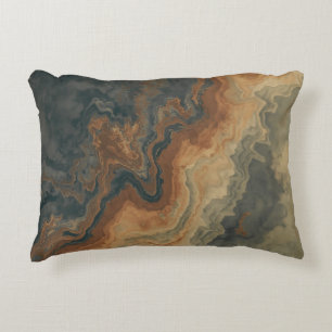 Dusty Navy Blue Burnt Orange Sage Abstract Accent Pillow