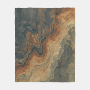 Dusty Navy Blue Burnt Orange Sage Abstract Fleece Blanket