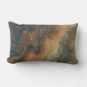 Dusty Navy Blue Burnt Orange Sage Abstract Lumbar Pillow
