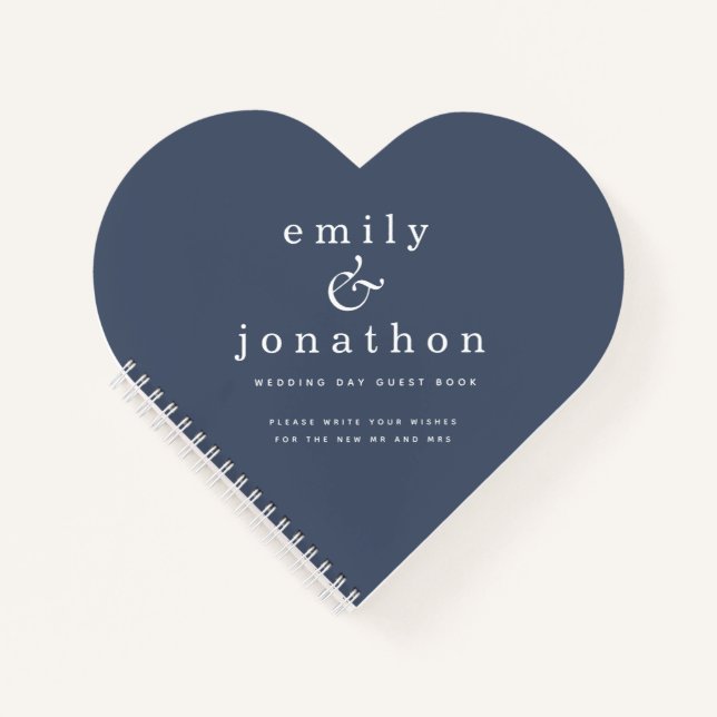 Dusty Navy Blue Mariage Heart Livre d'invité (Devant)
