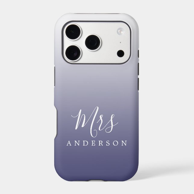Dusty Navy Blue Ombre Script Future Mrs Name (Back)