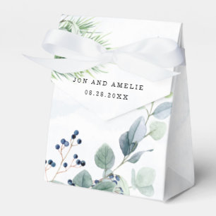 Dusty Navy Eucalyptus Greenery Rustic Wedding Favor Box