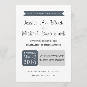 Dusty Navy & Grey Invitation de mariage