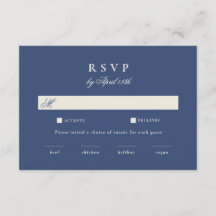 Dusty Navy Winter Wedding RSVP Card