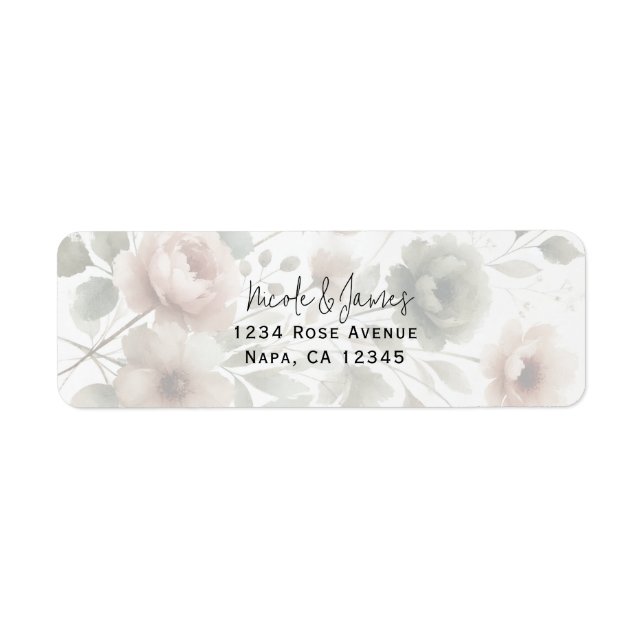 Dusty Olive & Pink Watercolor Floral Wedding (Front)