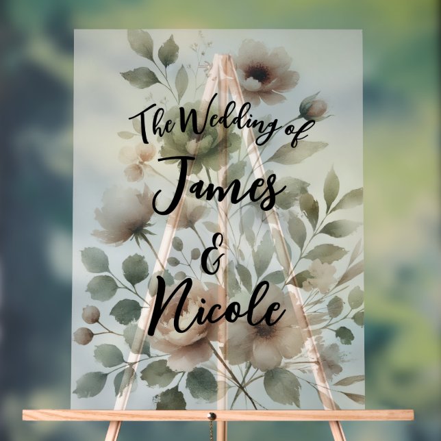 Dusty Olive rose & or Aquarelle Mariage Floral (Neutre)