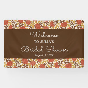 Dusty Orange Peony Flowers Fall Bridal Shower Banner