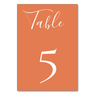 Dusty Orange Table Number Card