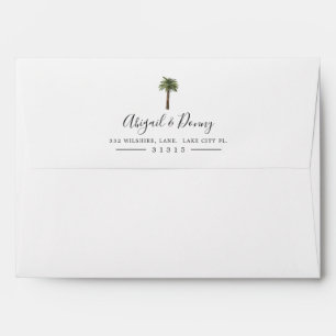 Dusty Palm Tree Sandy Stripes Pre-Addressed Envelope