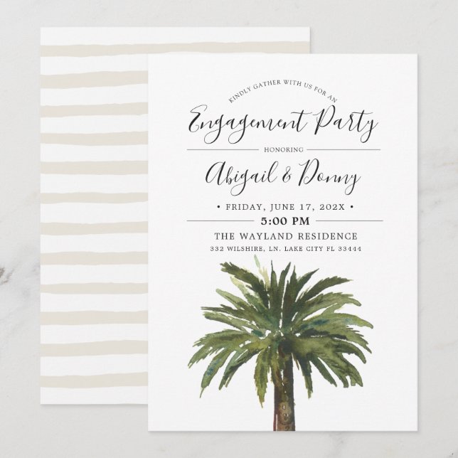 Dusty Palms | Engagement Beach Party Invitation (Front/Back)