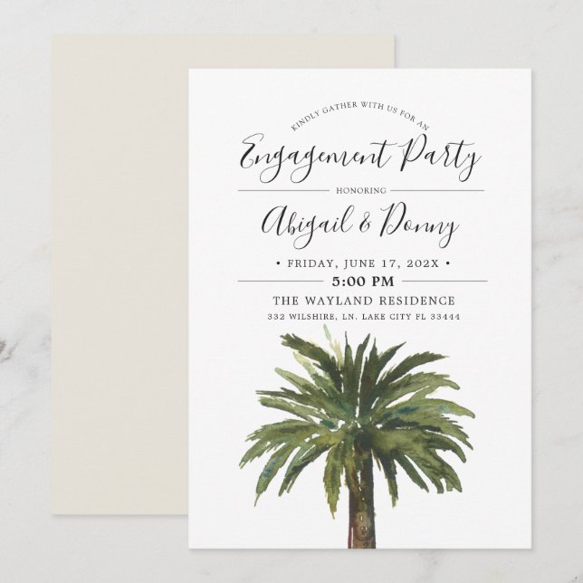 Dusty Palms Engagement Beach Party Invitation (Front/Back)