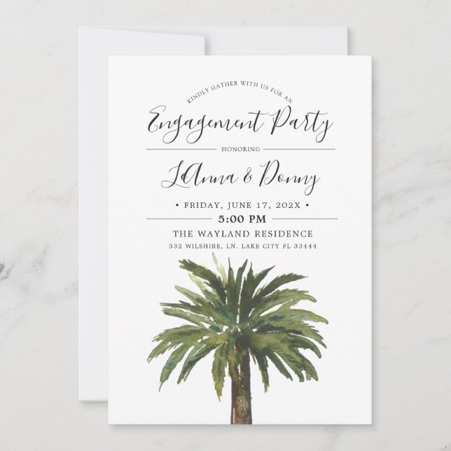 Dusty Palms Engagement Beach Party Invitation (Front)