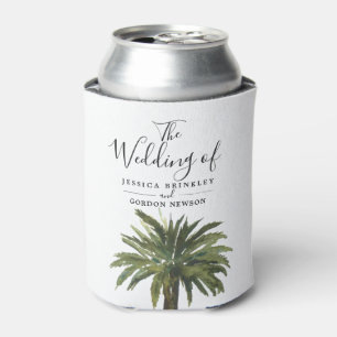 Dusty Palms   Wedding Program Hand Fan Can Cooler