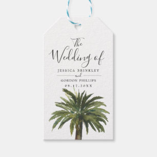 Dusty Palms Wedding Program Hand Fan Gift Tags