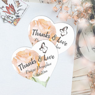 Dusty Peac, Vintage Rose Party Favour Stickers