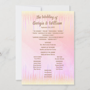 Dusty Peach Icicle programme de mariage Tableau de