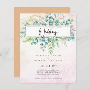 Dusty Peach Orange Coral Eucalyptus BUDGET Invite