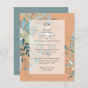 Dusty Peach Sage Wedding Ceremony Reception Invite