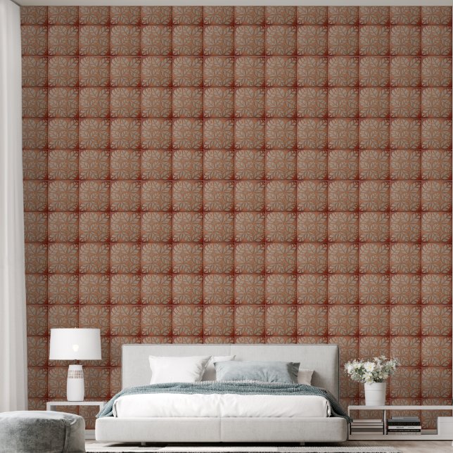  Dusty Peach & taupe pattern Wallpaper 2' x 4'  (Bedroom)