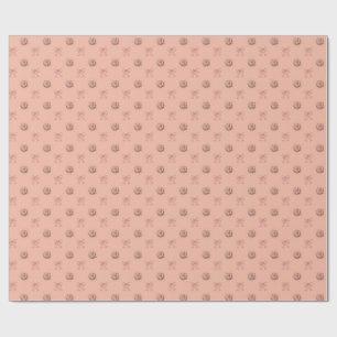 Dusty Peach Vintage Roses Toile Bows Wrapping Paper