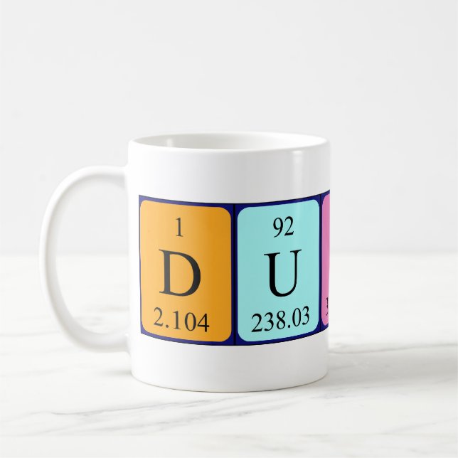 Dusty periodic table name mug (Left)
