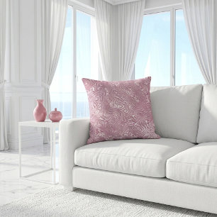 Dusty Pink Abstract Moiré Swirling Pattern Throw Pillow